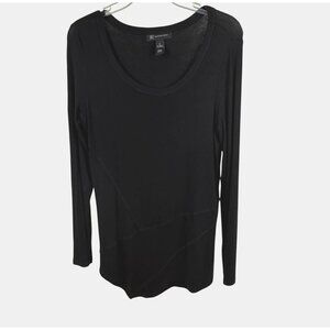 INC International Concepts Women's Black Long-Sleeve Top Asymmetrical Hem Size M
